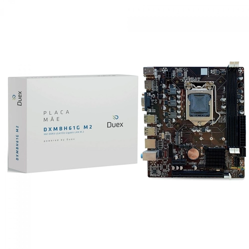Placa Mãe Duex DXMBH61G M2, Chipset H61,Intel LGA 1155, (2 e 3 gen) mATX, DDR3 - DXMBH61G