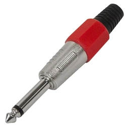 Plug P10 Mono Metal Com Corpo Plastico Vermelho