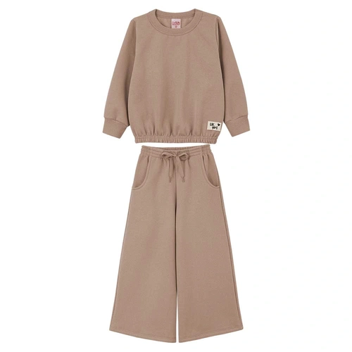 Conjunto Blusão e Calça Wide Leg em Moletom Lik Kids - Feminino