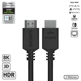 Cabo Hdmi Ultra 2.1 28awg Puro Cobre 8k 1080/ 144hz 2 Metros - Phm8k-2
