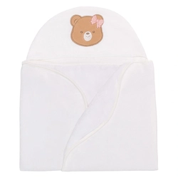 Toalha Com Capuz Forrada Atoalhado e Fralda Feminino - Ursinha e Cavalinho