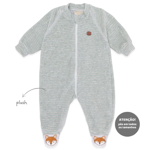 Macacão Manga Longa Zíper Pezinhos em Todos os Tamanhos Plush e Suedine Masculino – Amigos da Floresta