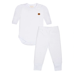 Conjunto Body Manga Longa Com Mijão Mini&Co Unissex - Branco