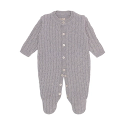 Macacão Manga Longa Trançado Tricot Mescla Masculino - Mini & Co