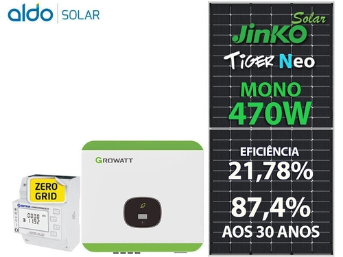 Gerador De Energia Solar Growatt Zero Grid Sem Estrutura Growatt Gf 10,34kwp Jinko Tiger Neo Mono 470w Min 10kw 3mppt Mono 220v