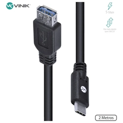 Cabo Vinik Usb-c Tipo-c para Extensor USB A Fêmea V3.2 5gbps 2 Metros - C32uaf-2