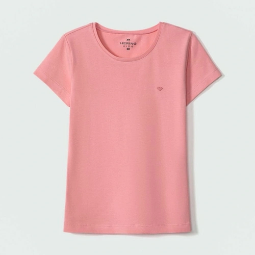 Blusinha Manga Curta Rosa Detalhe Bordado Hering - Feminina