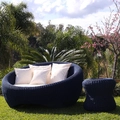 Chaise 160cm com Mesinha Lateral em Corda Náutica e Alumínio Hibisco