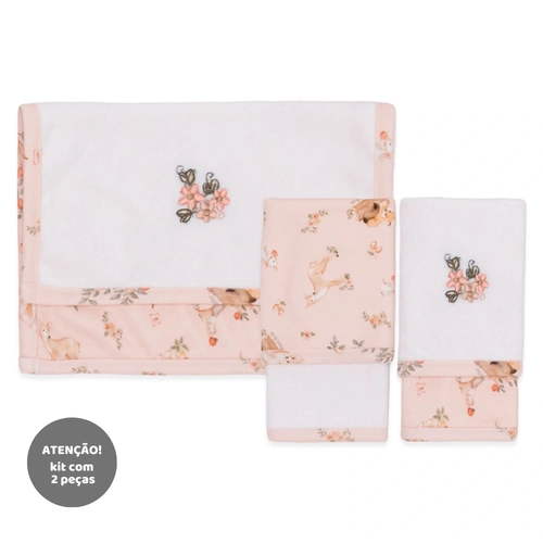 Kit de 2 Toalhas de Boca Suedine com Forro Atoalhado Feminino - Bosque
