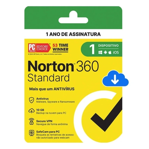 Antivírus Norton 360 Standard - 1 Dispositivo - 12 Meses Esd - 21405595