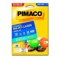 Etiqueta adesiva Pimaco A5Q1837 18,0 X 37,0mm com 12 Folhas