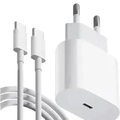 CARREGADOR APPLE MU7V2ZM 35W USB-C + CABO PARA IPHONE 15 - BRANCO