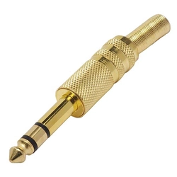 Plug P10 Stereo Metal Gold Com Mola