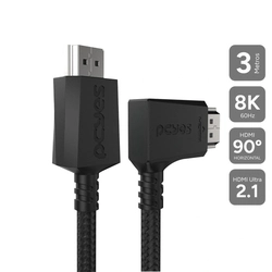 Cabo Hdmi 2.1 Pcyes Conector 90º Horizontal - Preto - 3m - Nylon - Phm21-3hnp