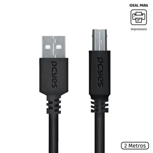CABO PARA IMPRESSORA USB 2.0 TIPO A PARA USB TIPO B 2 METROS - PUABM2-2 - PCYES