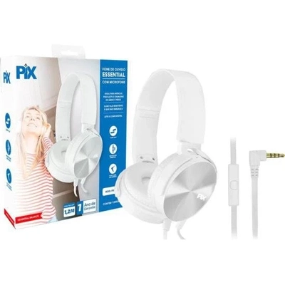 Fone De Ouvido Com Microfone Pix - Essential Flat Branco