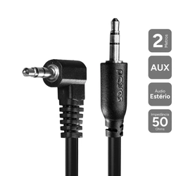 Cabo P2 3.5mm m para P2 3.5mm m 90° - Preto - 2m - P2pr-2