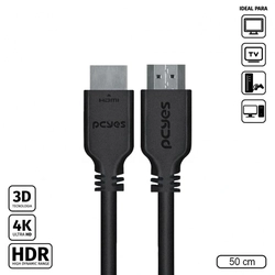 Cabo Pcyes Hdmi 2.0 4k 28awg Puro Cobre 50 CM - Phm20-05