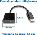 Conversor Displayport para HDMI, Conversor Ultra HD 1080p, Entrada Macho, Saída HDMI Fêmea - AT-DP-HD