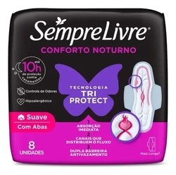Absorvente Conforto Noturno Suave Com Abas 8 Unidades Sempre Livre