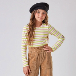 Blusinha Manga Longa Cotton Listrada Nina Cotton - Feminina