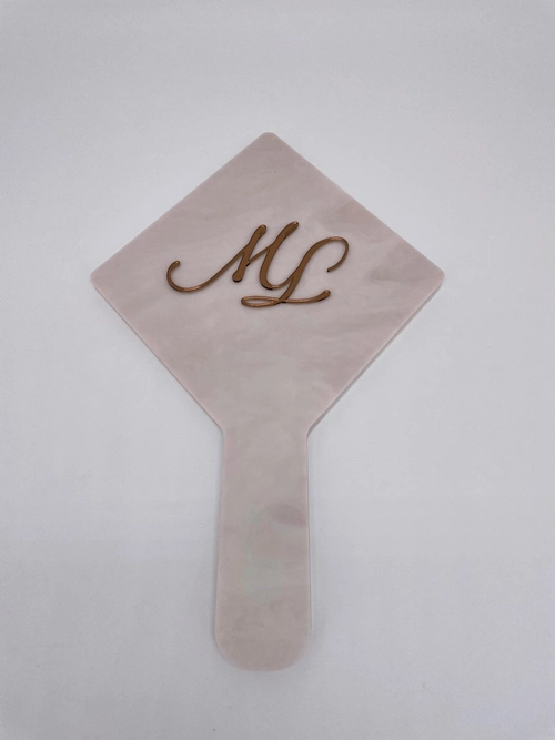 Espelho Rosado Madrepérola - Logo alto relevo inicial ou desenho