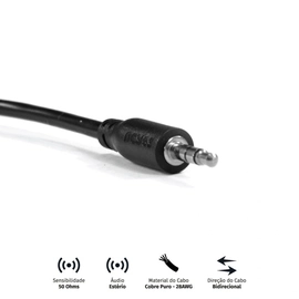 Cabo P2 3.5mm Macho para P2 3.5mm Macho 28awg Puro Cobre 2 Metros - P35m-2