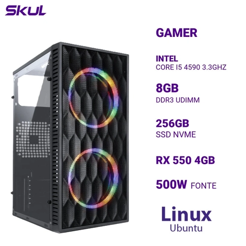 Computador 5000 Core I5 4590 3.3ghz Memória 8gb Ddr3 Ssd 256gb Nvme Rx 550 4gb Fonte 500w  Linux Ubuntu
