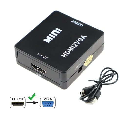 Adaptador Conversor Hdmi Femea P/ Vga Femea C/ Audio P2 Ref. Es-03 Preto