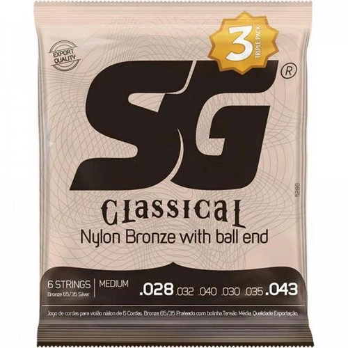 Encordoamento Para Violão Nylon Bronze Medium Pack (c/3) Sg