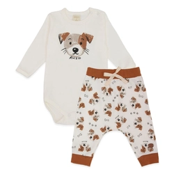 Conjunto Body Manga Longa Estampado e Calça Soft Masculino – Cachorrinho
