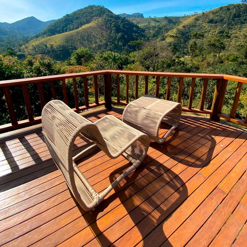 Poltrona com Puff em Corda Náutica e Alumínio Berlim