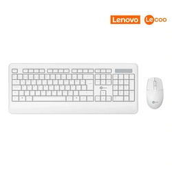 Kit Teclado + Mouse Sem Fio, KW202, Branco, Lecoo