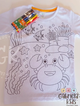 Blusa pinte e lave caranguejo fundo do mar