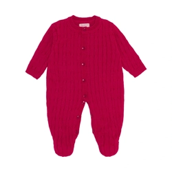 Macacão Manga Longa Trançado Tricot Vermelho Unissex - Mini & Co