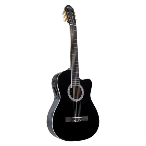 Violao Eletroacustico Nylon C/ Cutaway Flce-39n Preto Waldman