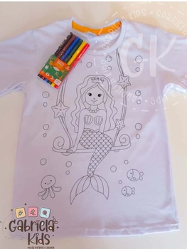 Blusa pinte e lave Sereia e estrelas