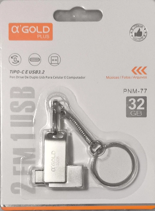 Pen Drive 32gb Mini Metal Chaveiro Tipo-c Usb 3.2 Otg Pnm-77 - Agold