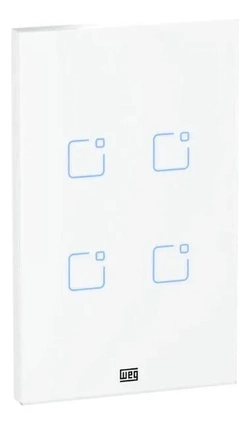 Interruptor Touch Inteligente 4 Botoes Wi-fi 10a + Rf Com Placa 4x2 Weg Home Branco