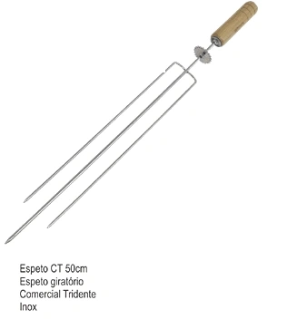 Espeto Giratório Tridente Inox 30cm