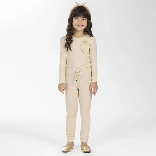 Conjunto Blusa Manga Longa e Calça Bordado com Bolsinho Cativa - Feminino