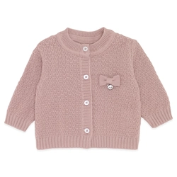 Casaquinho Avulso Tricot com Laço Rosa - Menina