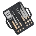 Kit Churrasco 7 Peças Aço Inox e Estojo Resistente com Facas Garfo Espátula Amolador Grillrelax