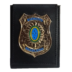 Carteira Escudo Ouro Velho Brasão Exército Brasileiro (Couro)
