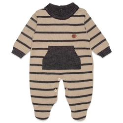 Macacão Manga Longa Tricot Listrado com Bolso Masculino – Mescla