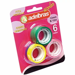 Fita Adesiva 6 Cores Sortidas (Adelbras)