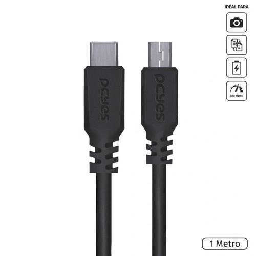 Cabo Usb Tipo-c P/ Mini Usb b 2.0 - Preto - 1 Metro - Pucmbp-1