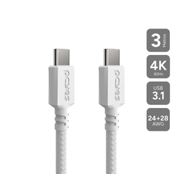 Cabo Usb Tipo-c 3.1 P/ Usb Tipo-c 3.1 - Branco - 3metros - Nylon - Pucp3b