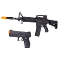 Kit Rifle M4 e Pistola 24/7 de Airsoft Spring  6mm CB350 (Rossi)