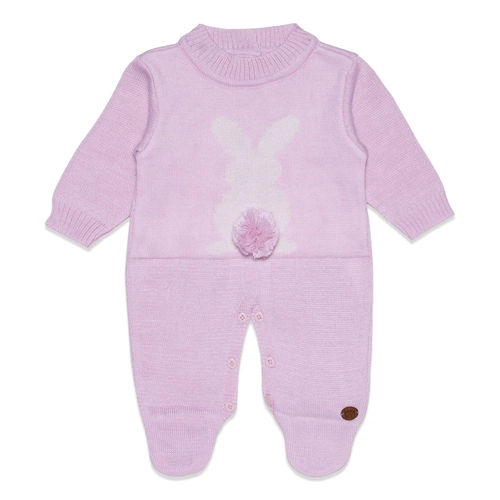 Macacão Manga Longa Tricot Jacquard Coelhinha Feminino – Rosa